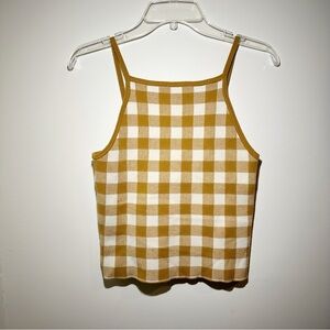 Madewell Cropped Tank Top Size Small Checkered Mustard